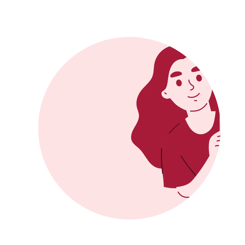 illustration d'une femme qui regarde par un hublot, elle représente un accompagnement solide qui n'est pas intrusif