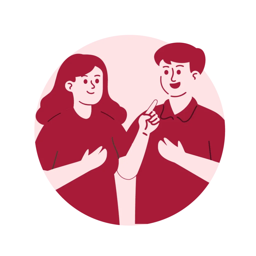 image de deux adultes qui discutent entre eux, ma femme fait un compte rendu à l'homme de la progression de leur enfant