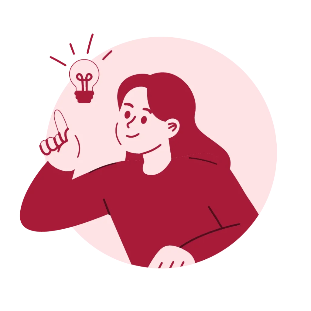 ILLUSTRATION D'UNE FEMME QUI REGARDE UNE AMPOULE ELLE REPRÉSENTE UNE IDÉE