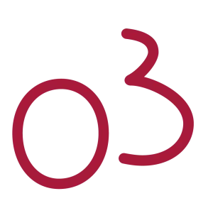 Chiffre "03" dans une typographie manuscrite, il représente la troisième étape du processus