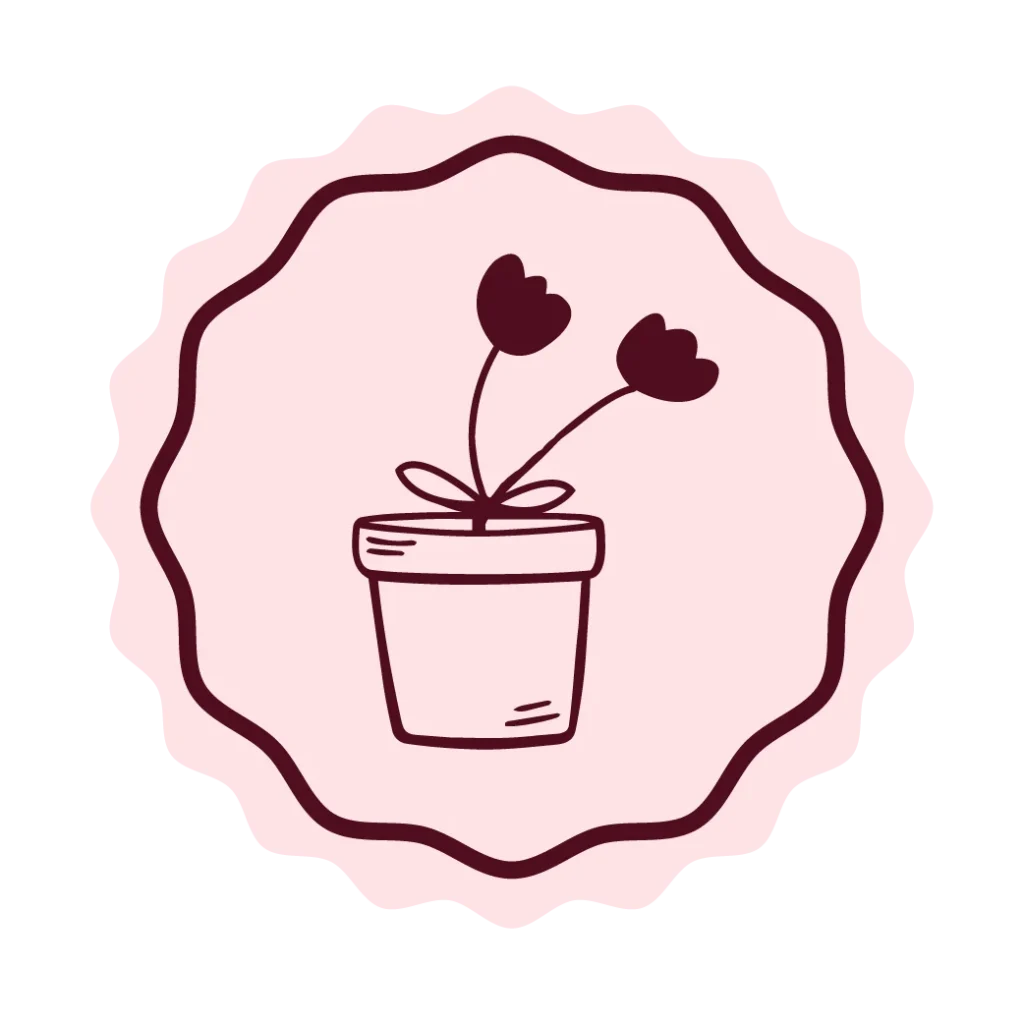 Pictogramme représentant un pot de fleur avec des fleurs qui se déploient pour réprésenter l'accompagnement progressif d'élan littéraire