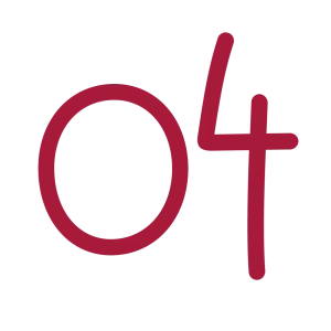 Chiffre "04" dans une typographie manuscrite, il représente la quatrième étape du processus