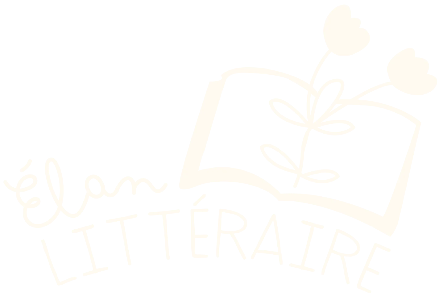 Logo élan littéraire, c'est un livre qui fleuri symbolisant la progression, l'inscription "élan littéraire" est à gauche du pictogramme